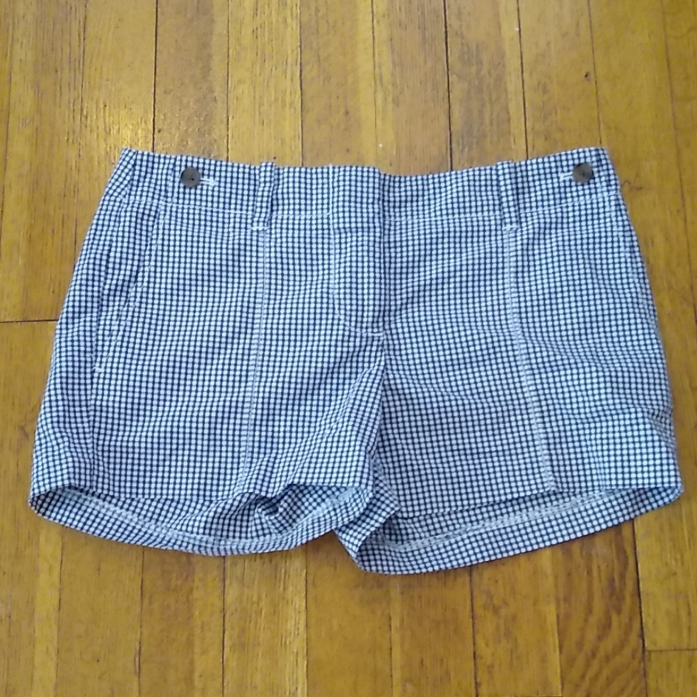 J. Crew Gingham Check Tortoise Buttons Shorts